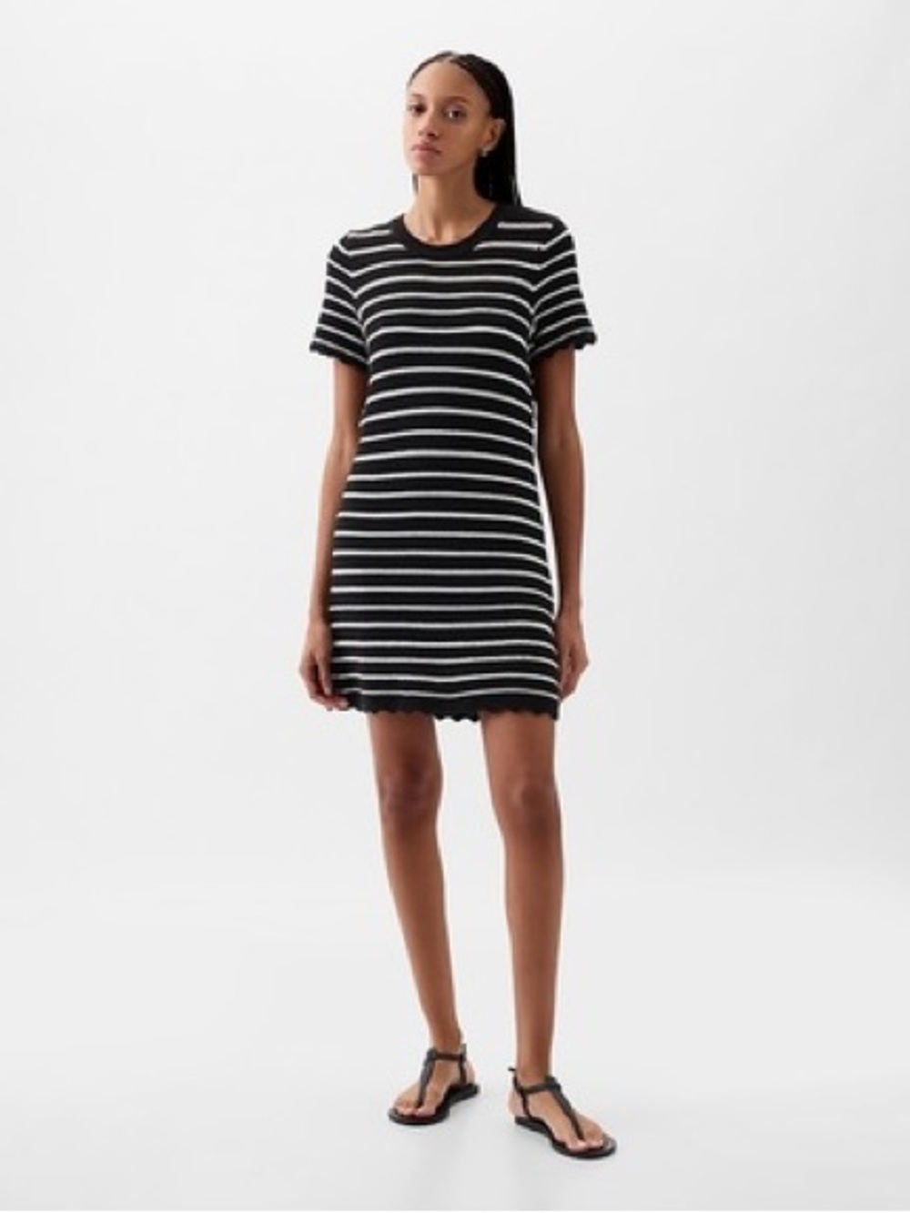 NWT Gap Black & White Striped Crochet Shift Dress